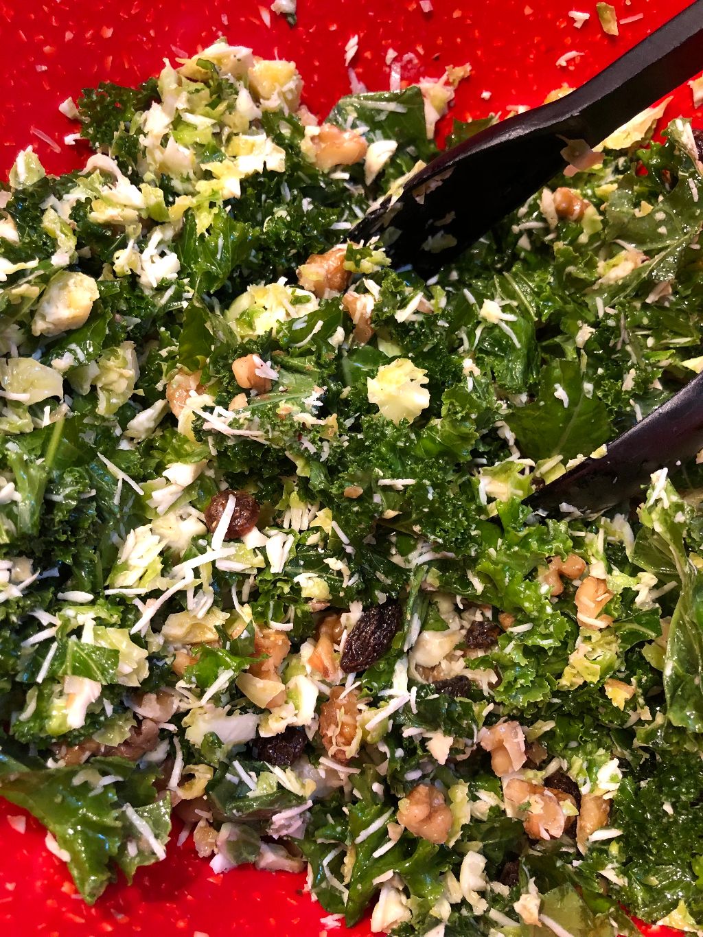 Kale & Brussels Sprout Salad with Walnuts, Parmesan & Lemon-Mustard ...